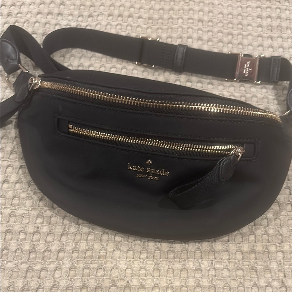 Kate Spade Black Belt Bag with Gold Accents